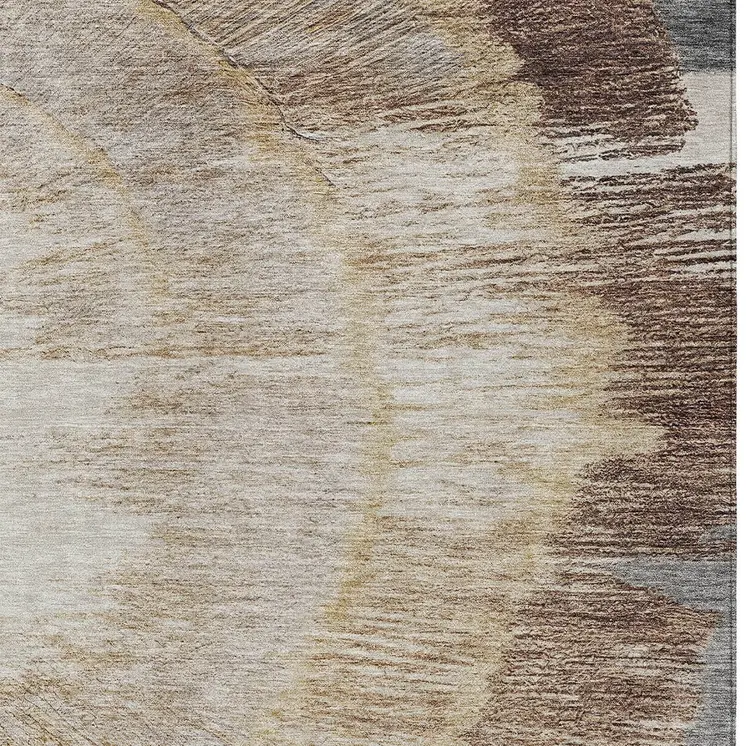 9' X 12' Brown Beige And Taupe Abstract Washable Indoor Outdoor Area Rug