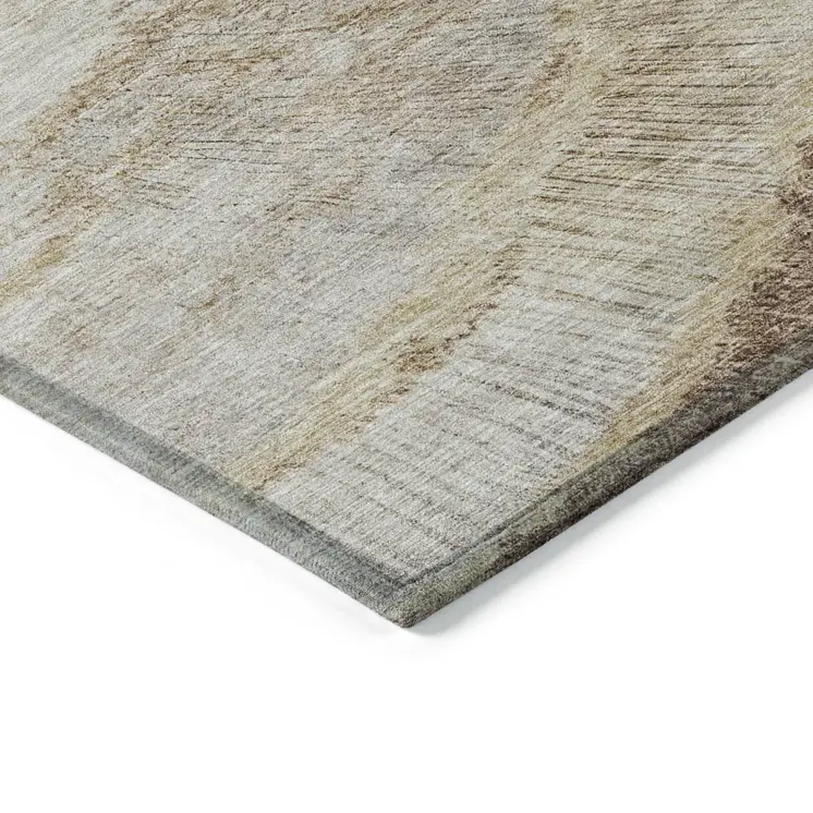 10' X 14' Brown Beige And Taupe Abstract Washable Indoor Outdoor Area Rug