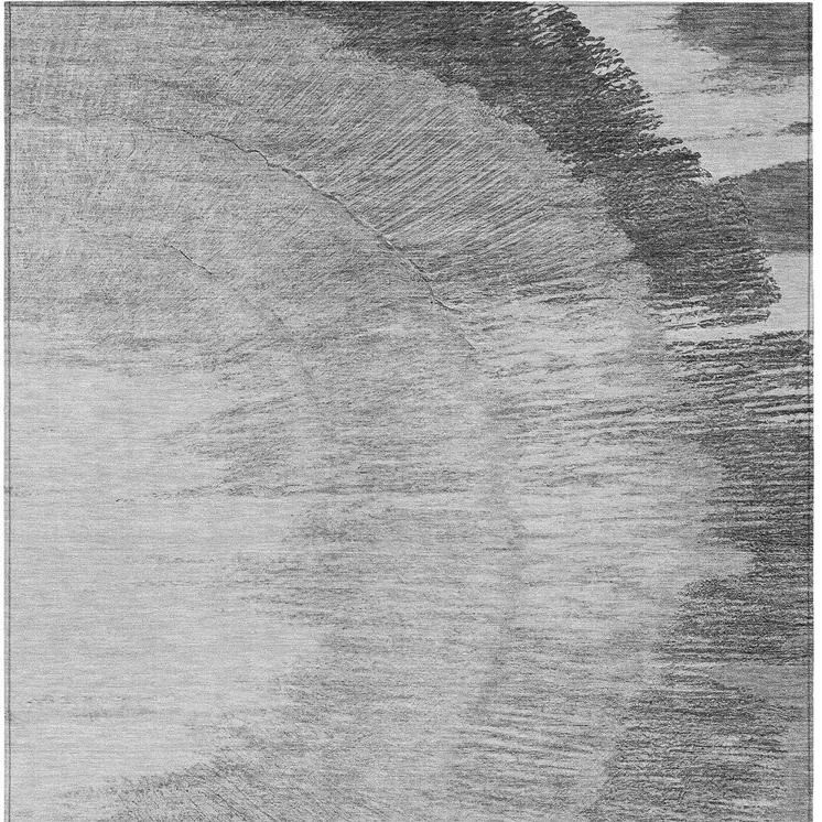 8' X 10' Gray Charcoal And Silver Abstract Washable Indoor Outdoor Area Rug