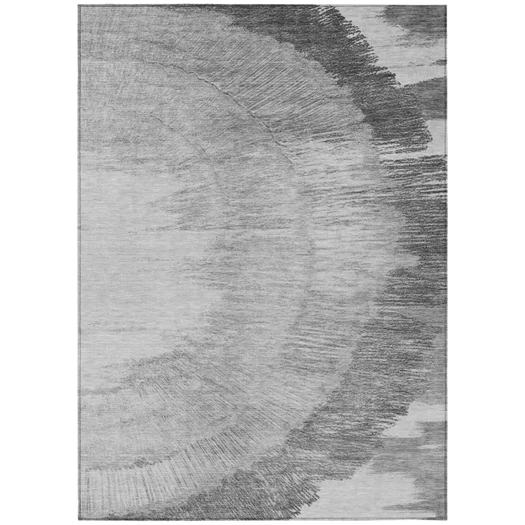 10' X 14' Gray Charcoal And Silver Abstract Washable Indoor Outdoor Area Rug