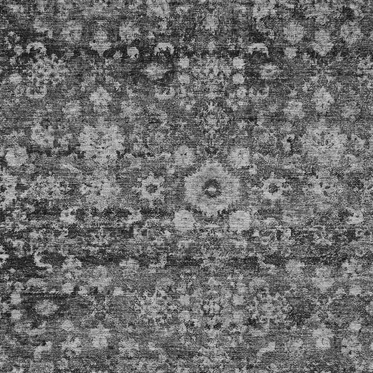 3' X 5' Gray Charcoal And Silver Oriental Washable Indoor Outdoor Area Rug