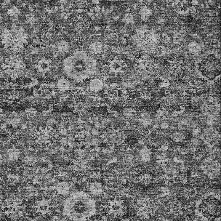8' X 10' Gray Charcoal And Silver Oriental Washable Indoor Outdoor Area Rug