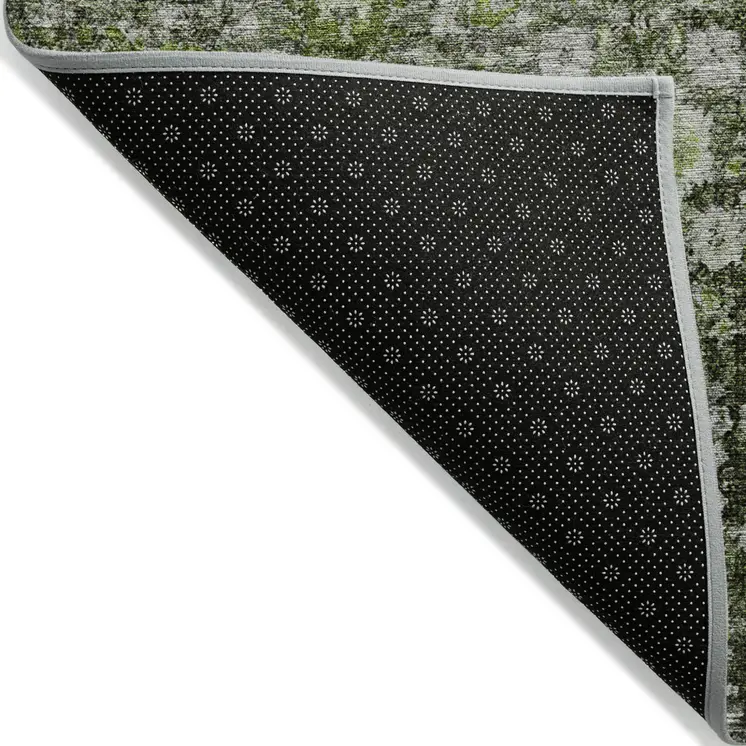 3' X 5' Green And Olive Green Oriental Washable Indoor Outdoor Area Rug
