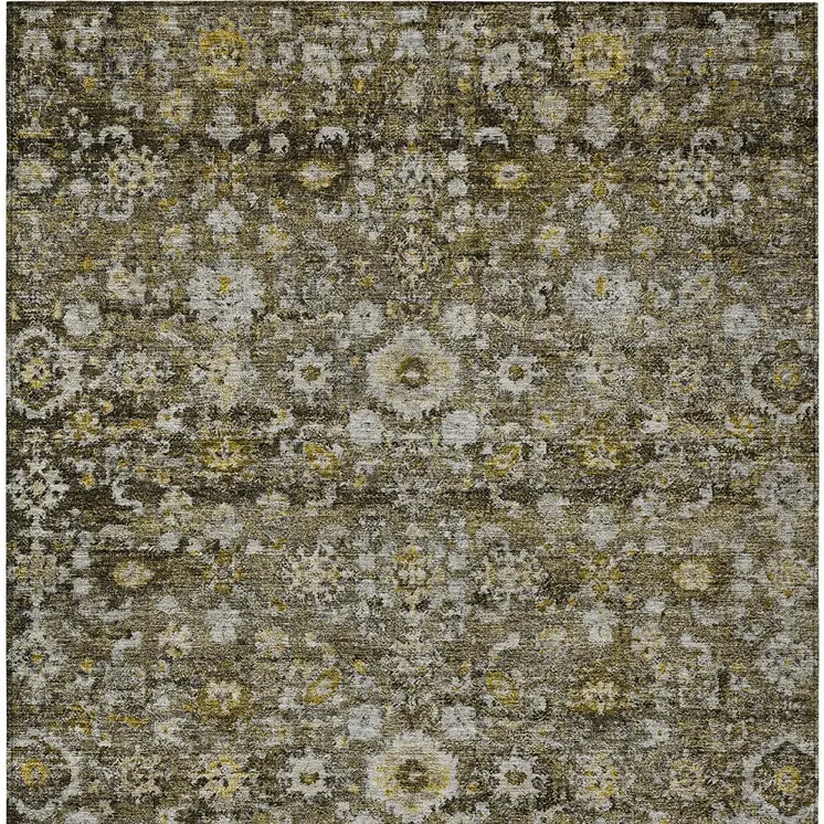 3' X 5' Brown And Beige Oriental Washable Indoor Outdoor Area Rug