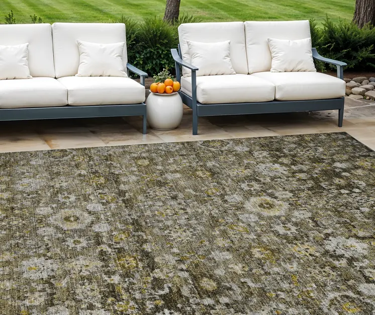 9' X 12' Brown And Beige Oriental Washable Indoor Outdoor Area Rug
