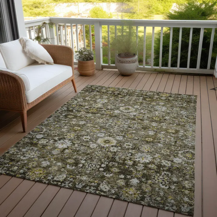 9' X 12' Brown And Beige Oriental Washable Indoor Outdoor Area Rug