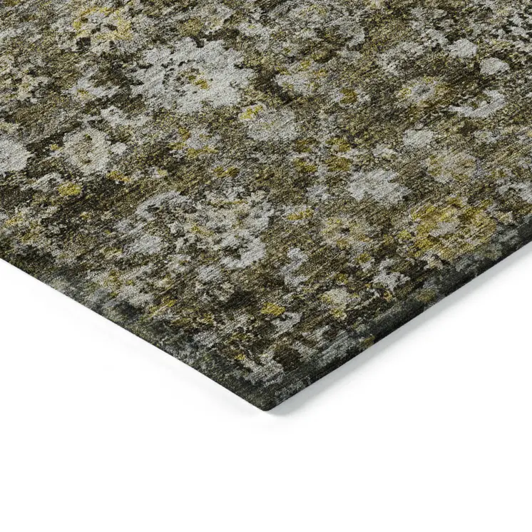 9' X 12' Brown And Beige Oriental Washable Indoor Outdoor Area Rug