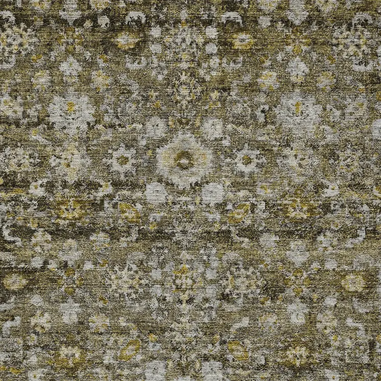 9' X 12' Brown And Beige Oriental Washable Indoor Outdoor Area Rug