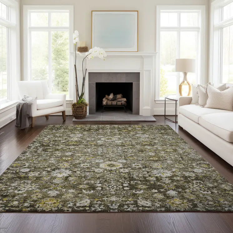 9' X 12' Brown And Beige Oriental Washable Indoor Outdoor Area Rug