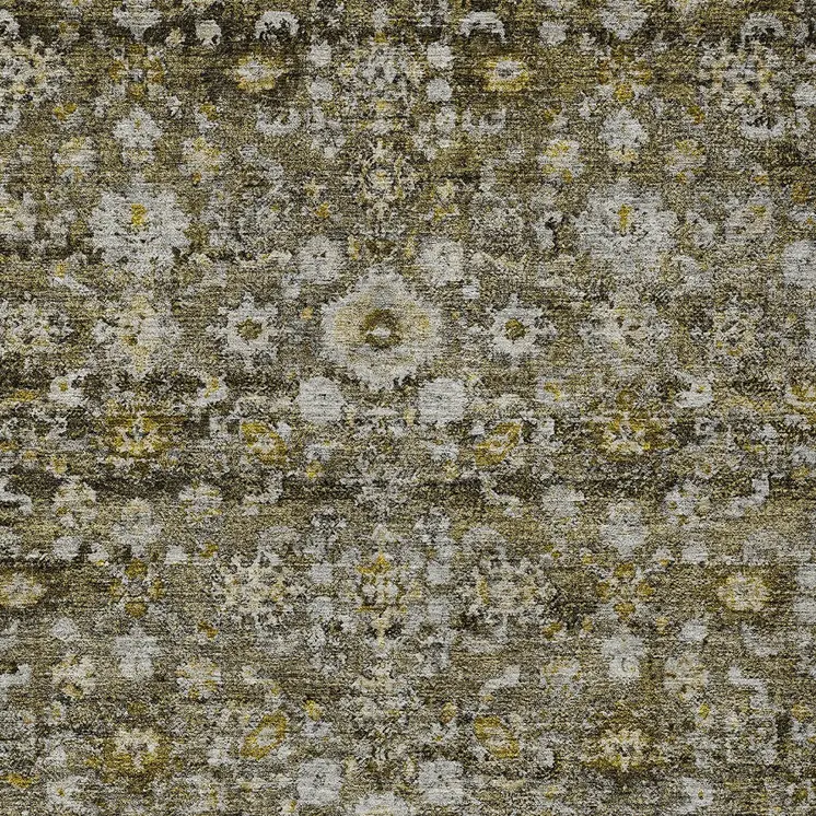 10' X 14' Brown And Beige Oriental Washable Indoor Outdoor Area Rug