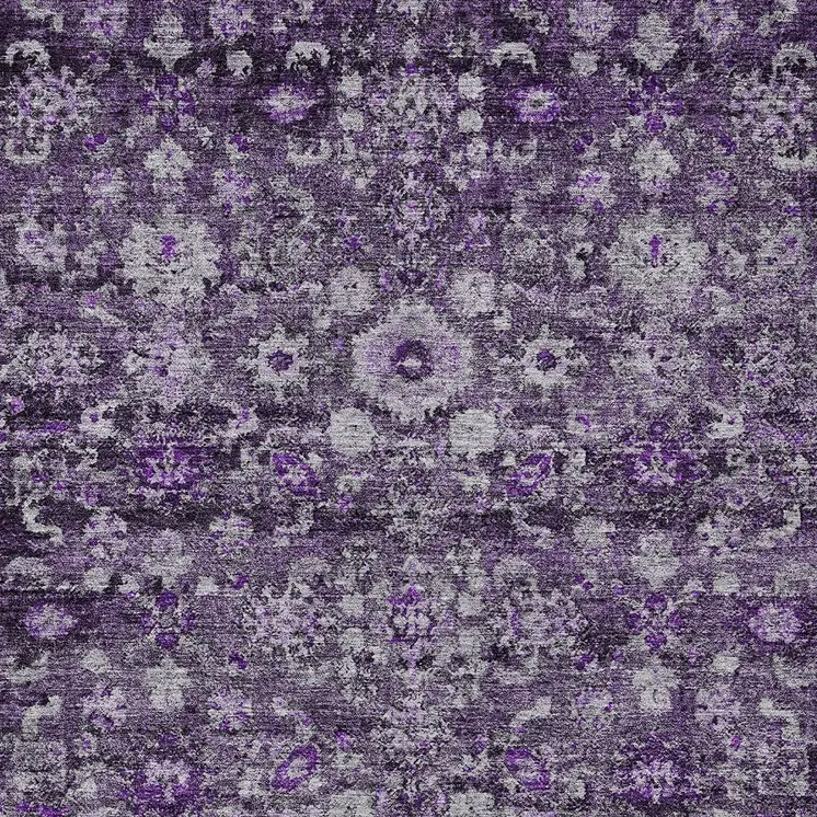 9' X 12' Purple Lilac And Lavender Oriental Washable Indoor Outdoor Area Rug
