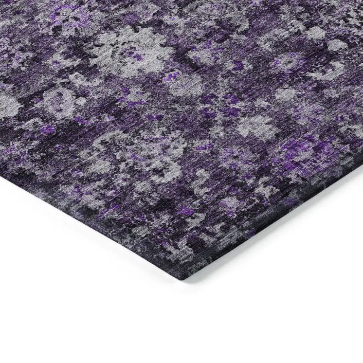 9' X 12' Purple Lilac And Lavender Oriental Washable Indoor Outdoor Area Rug