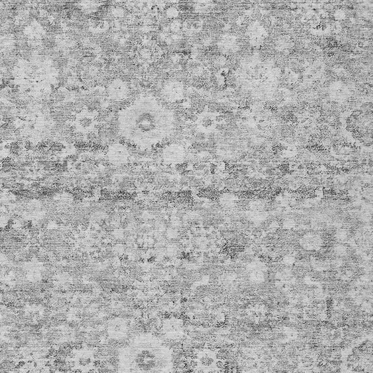 8' X 10' Silver Gray And Pewter Oriental Washable Indoor Outdoor Area Rug