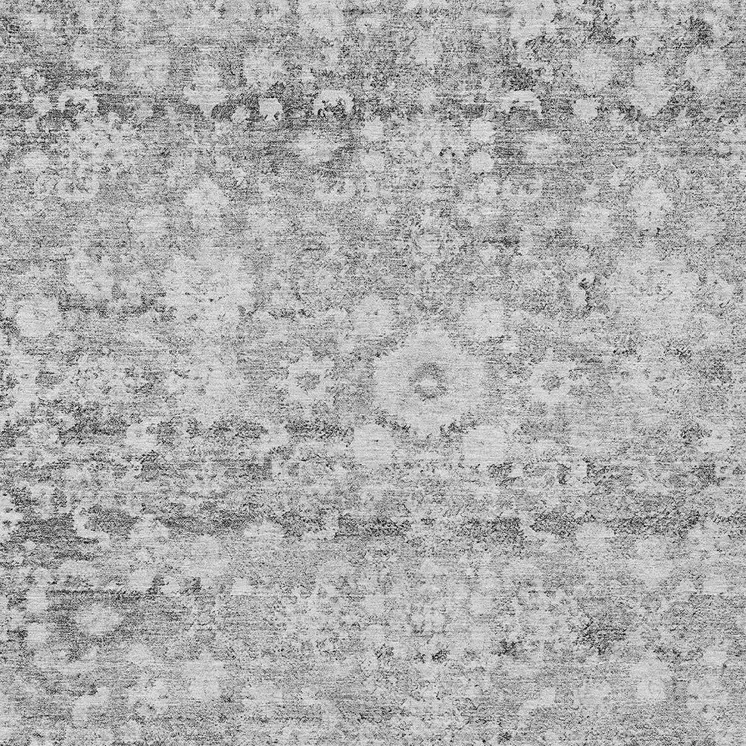 10' X 14' Silver Gray And Pewter Oriental Washable Indoor Outdoor Area Rug