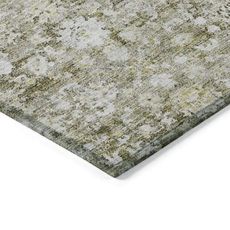 3' X 5' Taupe Beige And Gold Oriental Washable Indoor Outdoor Area Rug