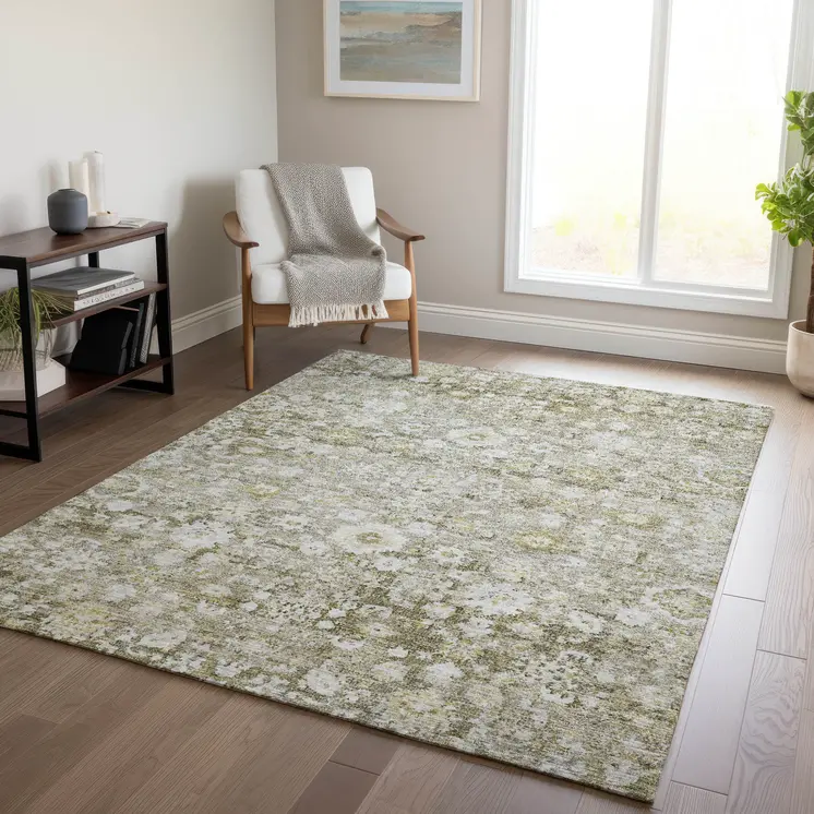 5' X 8' Taupe Beige And Gold Oriental Washable Indoor Outdoor Area Rug