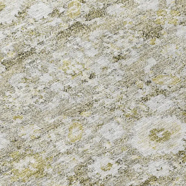 8' Taupe Beige And Gold Round Oriental Washable Indoor Outdoor Area Rug