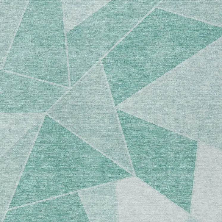 10' X 14' Mint Green And Aqua Geometric Washable Indoor Outdoor Area Rug