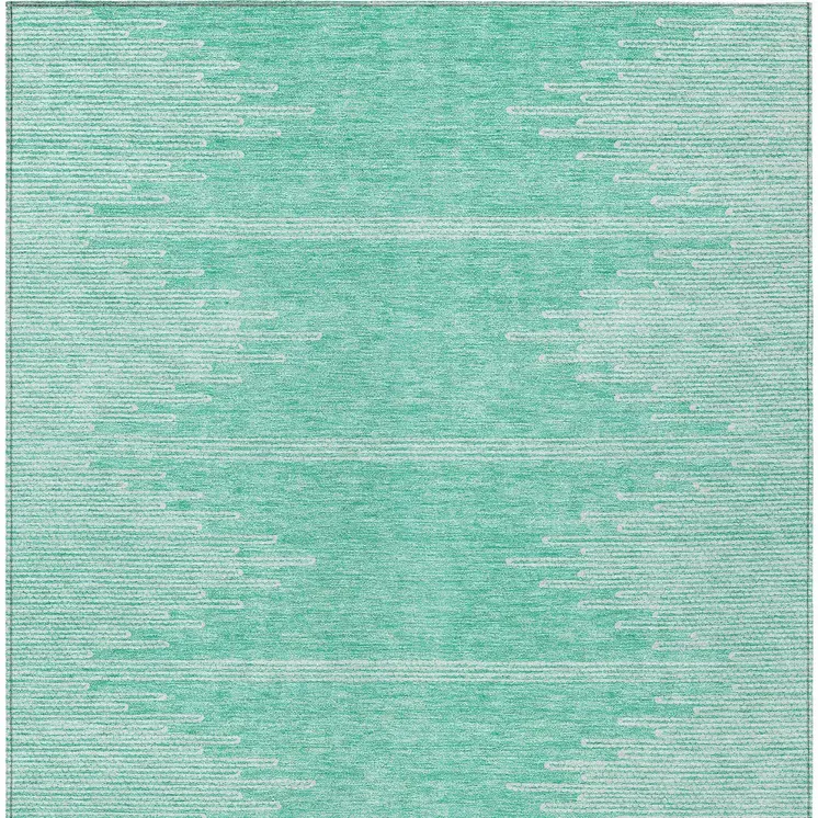 3' X 5' Aquamarine And Ivory Abstract Washable Indoor Outdoor Area Rug