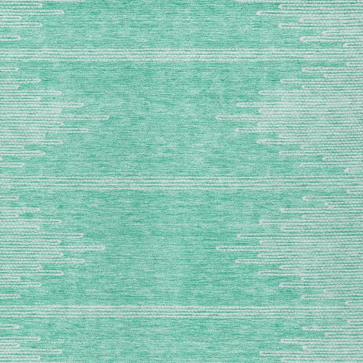 5' X 8' Aquamarine And Ivory Abstract Washable Indoor Outdoor Area Rug