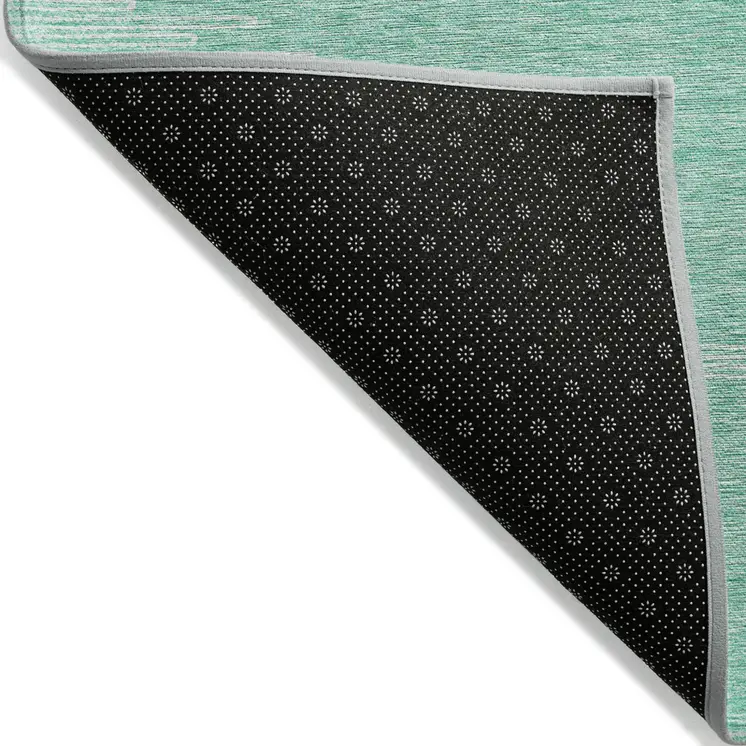 10' X 14' Aquamarine And Ivory Abstract Washable Indoor Outdoor Area Rug
