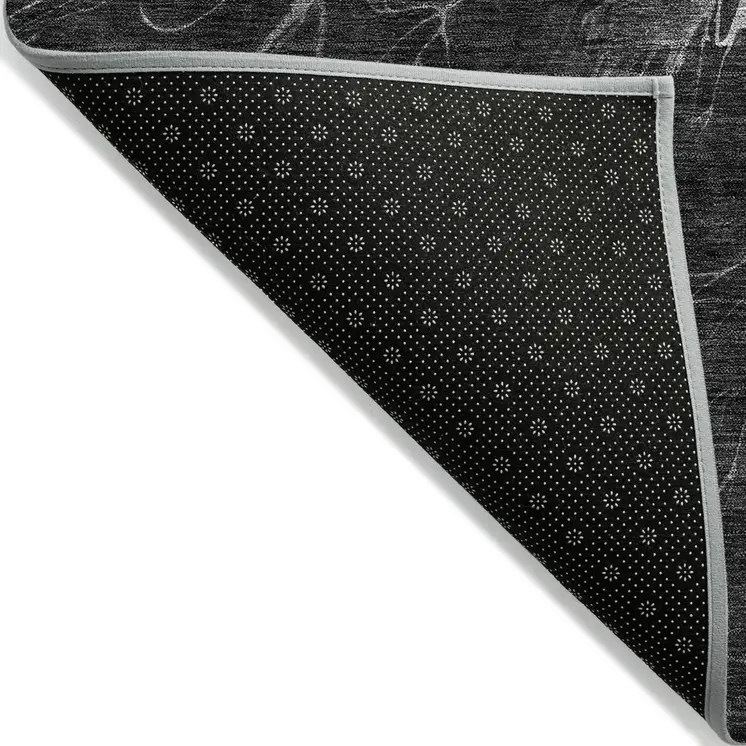 9' X 12' Charcoal Gray And Silver Abstract Washable Indoor Outdoor Area Rug