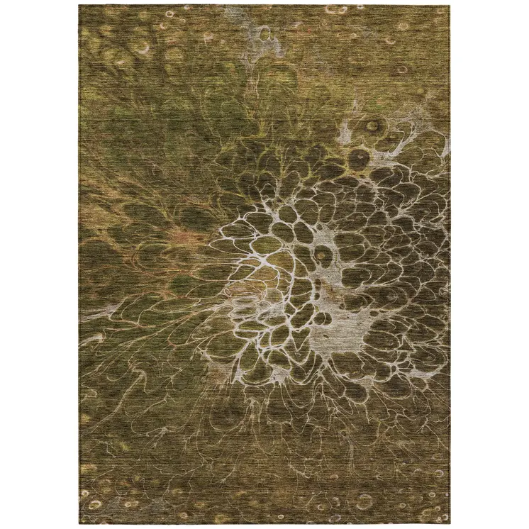 9' X 12' Chocolate And Gray Abstract Washable Indoor Outdoor Area Rug