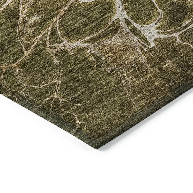 9' X 12' Chocolate And Gray Abstract Washable Indoor Outdoor Area Rug