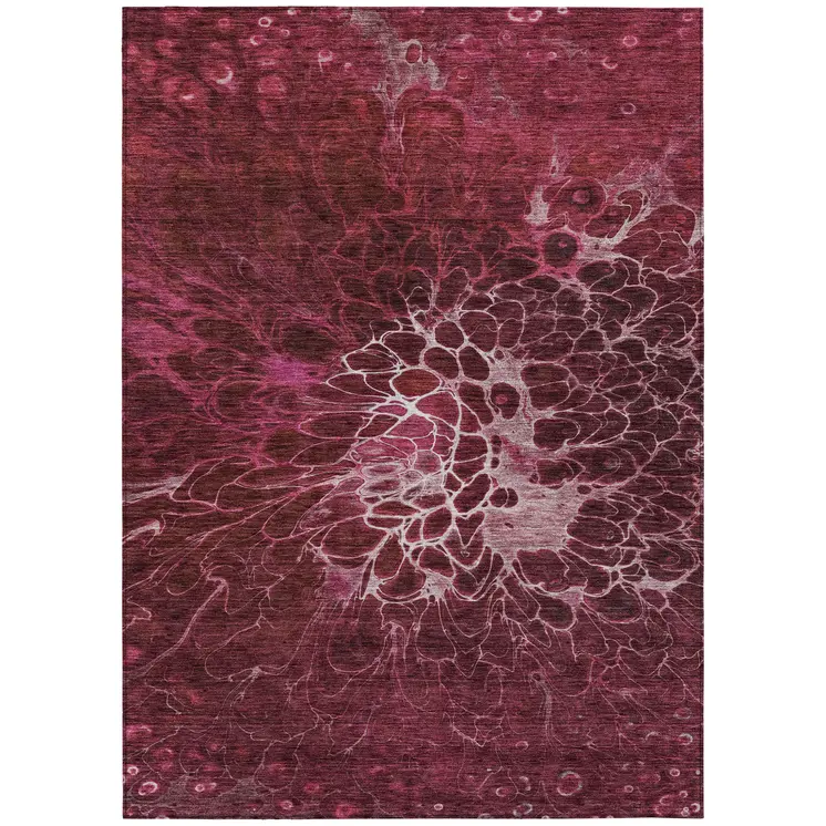 3' X 5' Merlot Blush And Gray Abstract Washable Indoor Outdoor Area Rug