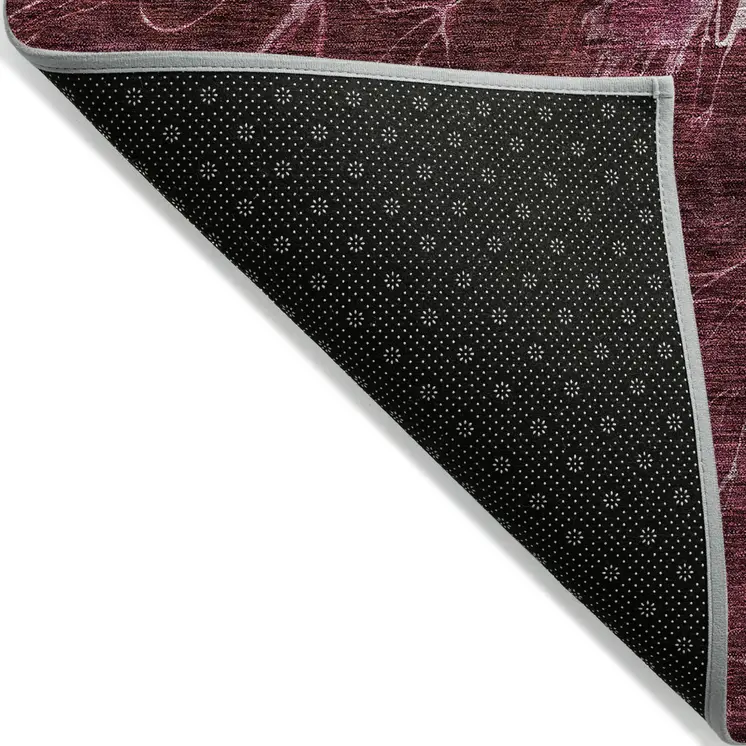 3' X 5' Merlot Blush And Gray Abstract Washable Indoor Outdoor Area Rug