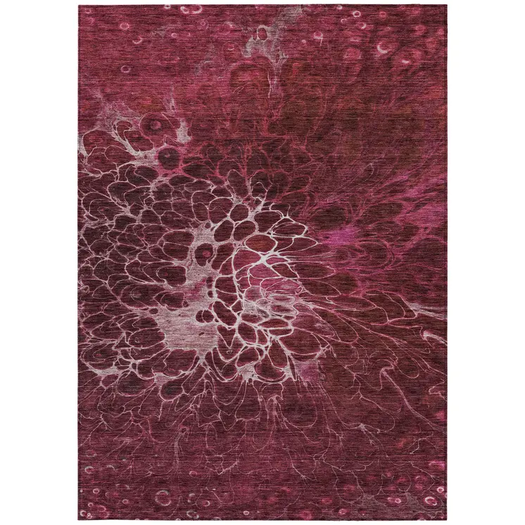 3' X 5' Merlot Blush And Gray Abstract Washable Indoor Outdoor Area Rug