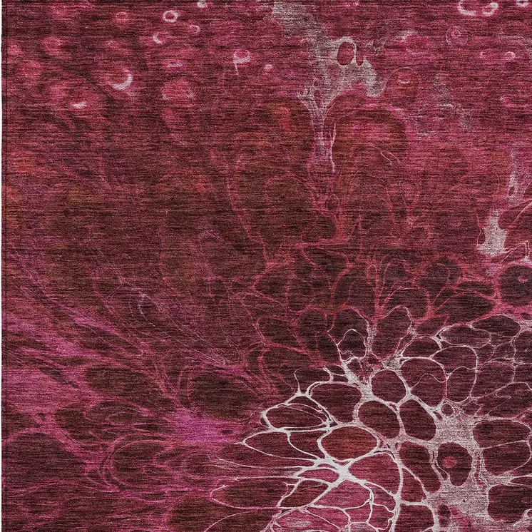 10' X 14' Merlot Blush And Gray Abstract Washable Indoor Outdoor Area Rug