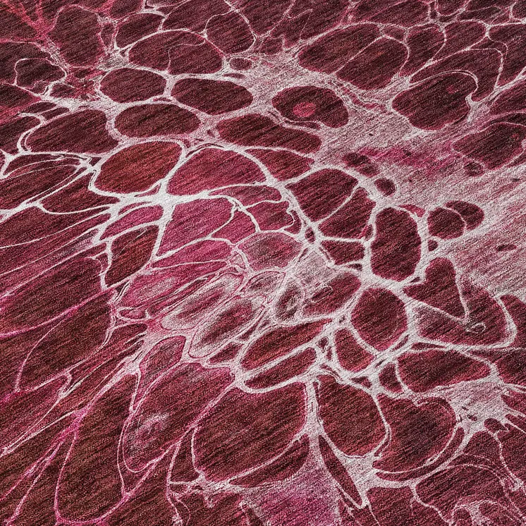 10' X 14' Merlot Blush And Gray Abstract Washable Indoor Outdoor Area Rug