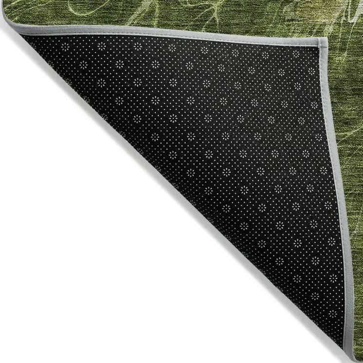 8' X 10' Olive Green And Sage Abstract Washable Indoor Outdoor Area Rug