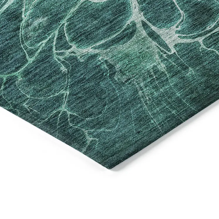 5' X 8' Teal Blue Aqua And Turquoise Abstract Washable Indoor Outdoor Area Rug