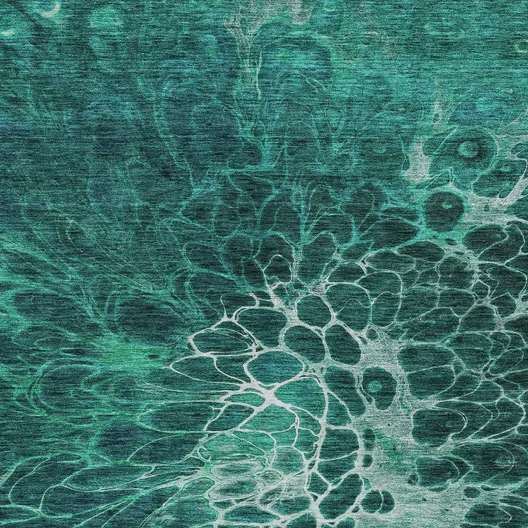 5' X 8' Teal Blue Aqua And Turquoise Abstract Washable Indoor Outdoor Area Rug