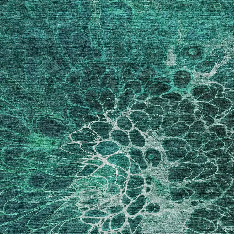 8' X 10' Teal Blue Aqua And Turquoise Abstract Washable Indoor Outdoor Area Rug