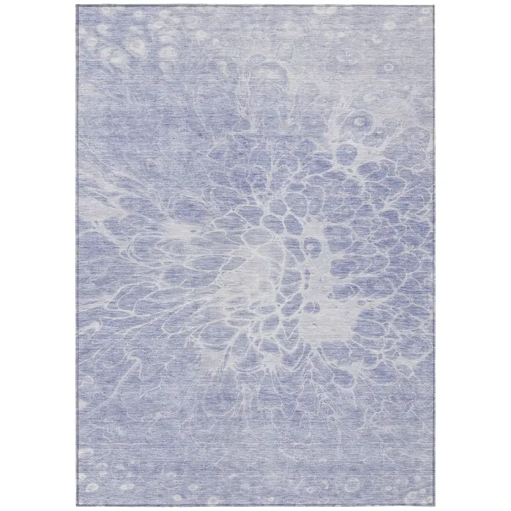 8' X 10' Lavender Ivory And Lilac Abstract Washable Indoor Outdoor Area Rug