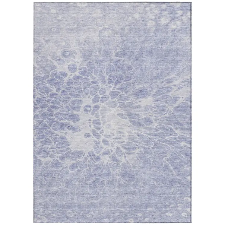 9' X 12' Lavender Ivory And Lilac Abstract Washable Indoor Outdoor Area Rug