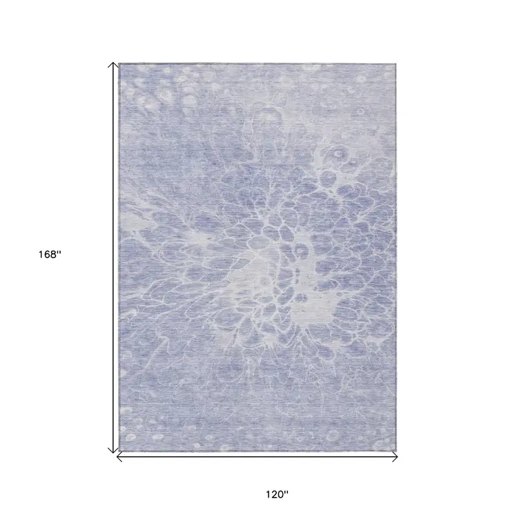10' X 14' Lavender Ivory And Lilac Abstract Washable Indoor Outdoor Area Rug