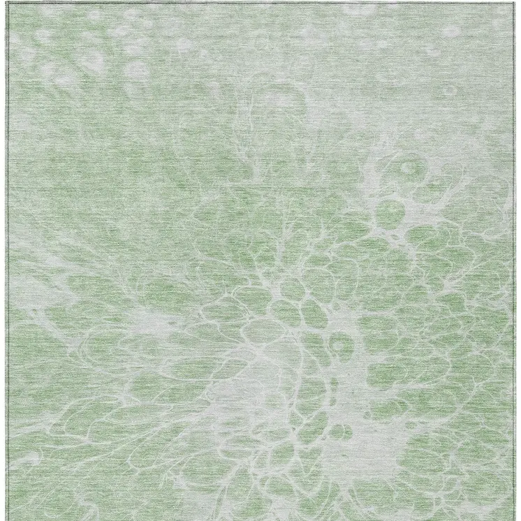 5' X 8' Mint Green And Ivory Abstract Washable Indoor Outdoor Area Rug