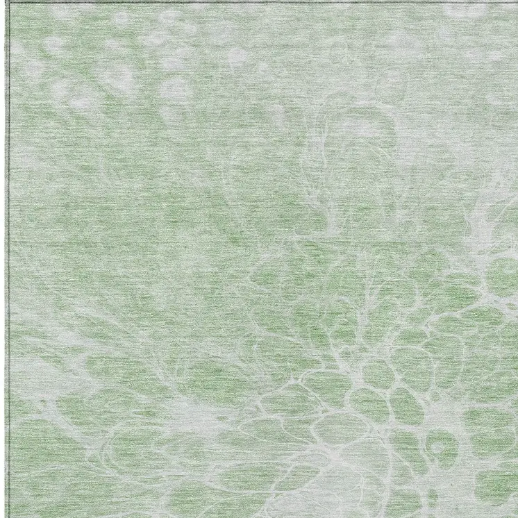 10' X 14' Mint Green And Ivory Abstract Washable Indoor Outdoor Area Rug