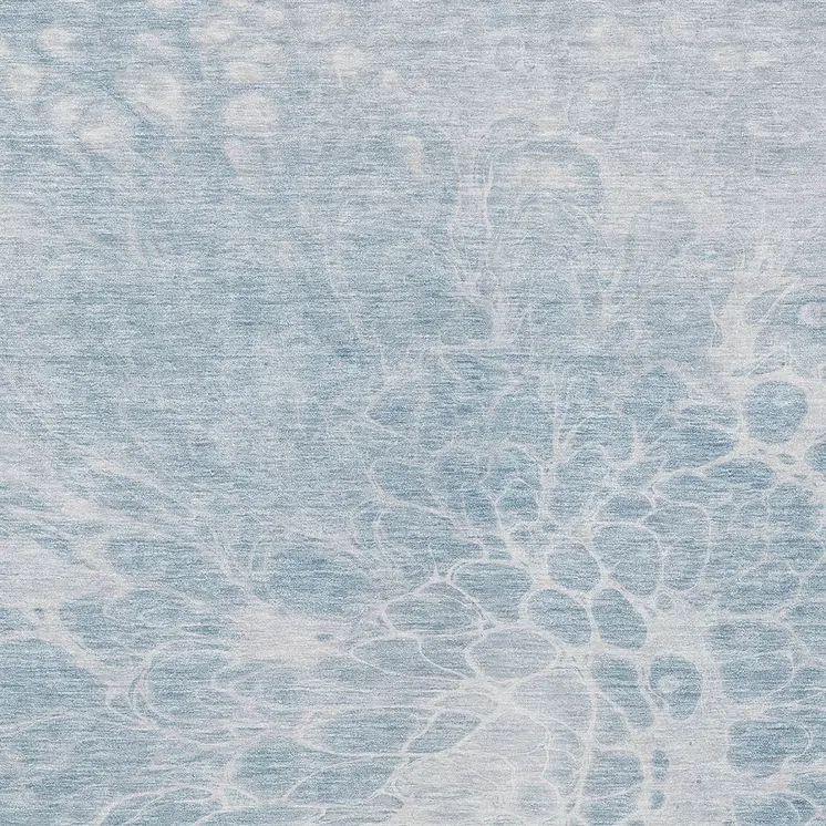 10' X 14' Sky Blue And Denim Blue Abstract Washable Indoor Outdoor Area Rug