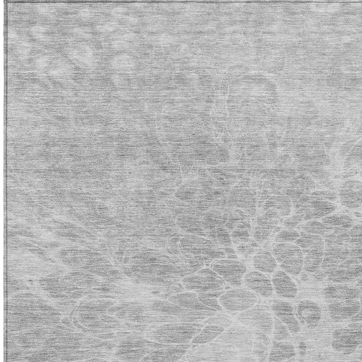 8' X 10' Silver And Gray Abstract Washable Indoor Outdoor Area Rug