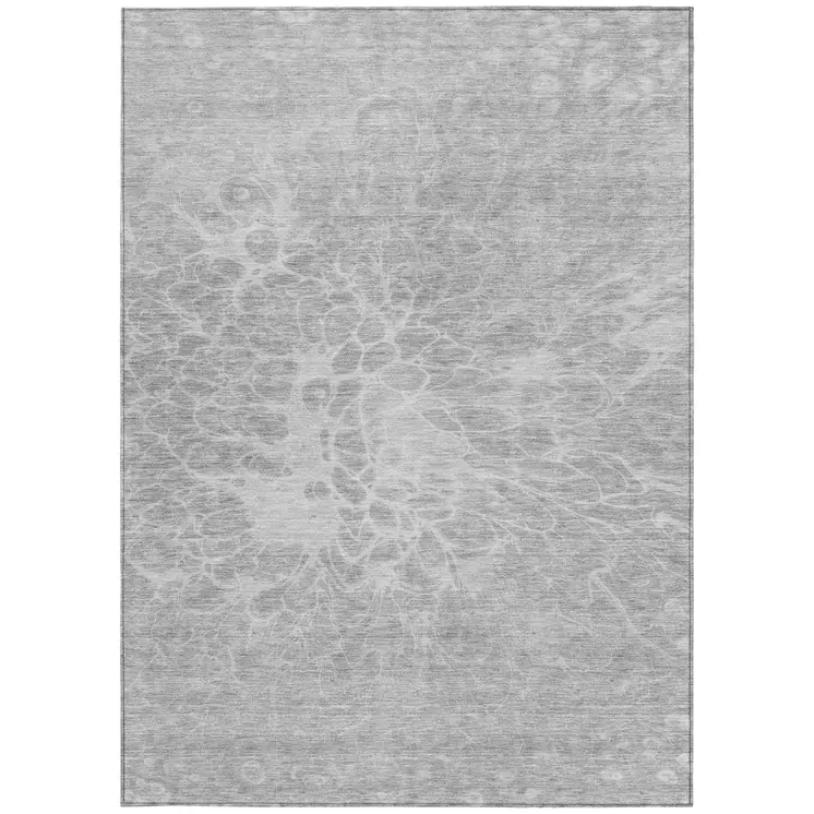 10' X 14' Silver And Gray Abstract Washable Indoor Outdoor Area Rug