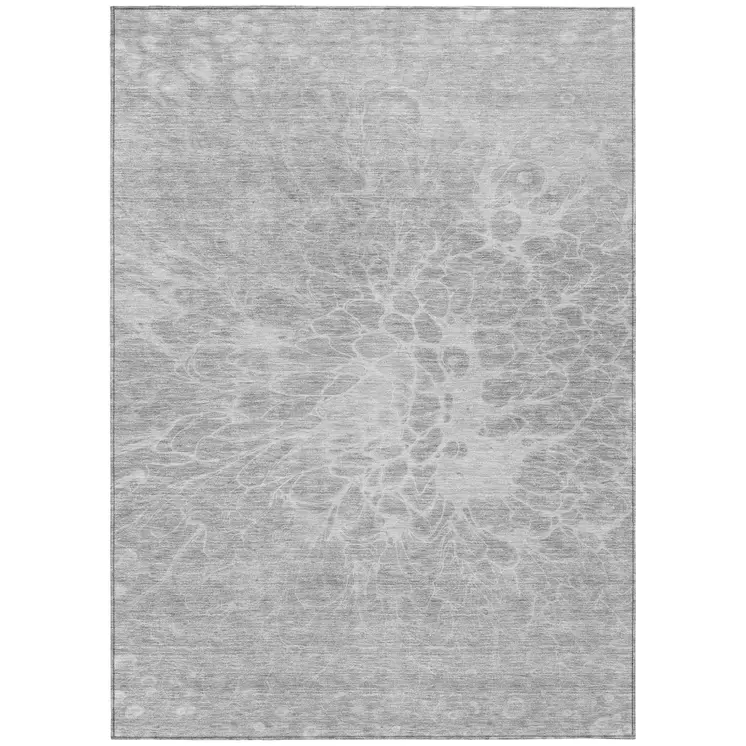 10' X 14' Silver And Gray Abstract Washable Indoor Outdoor Area Rug