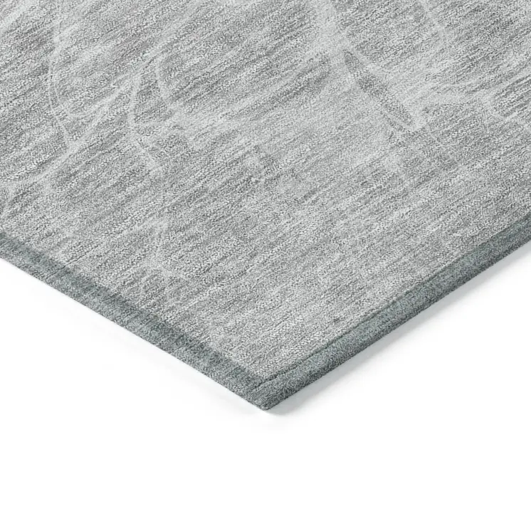 10' X 14' Silver And Gray Abstract Washable Indoor Outdoor Area Rug