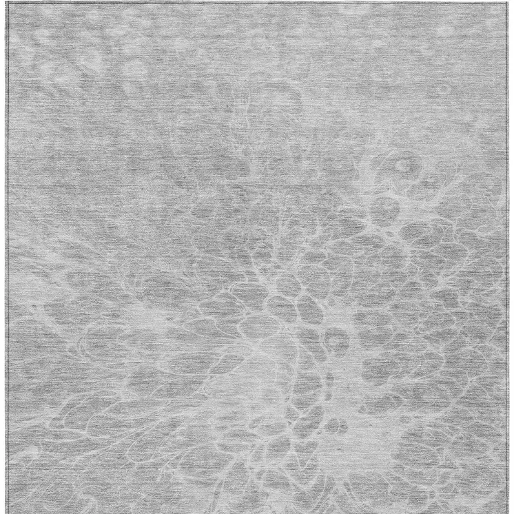 10' X 14' Silver And Gray Abstract Washable Indoor Outdoor Area Rug