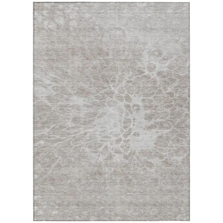 8' X 10' Taupe Beige And Ivory Abstract Washable Indoor Outdoor Area Rug