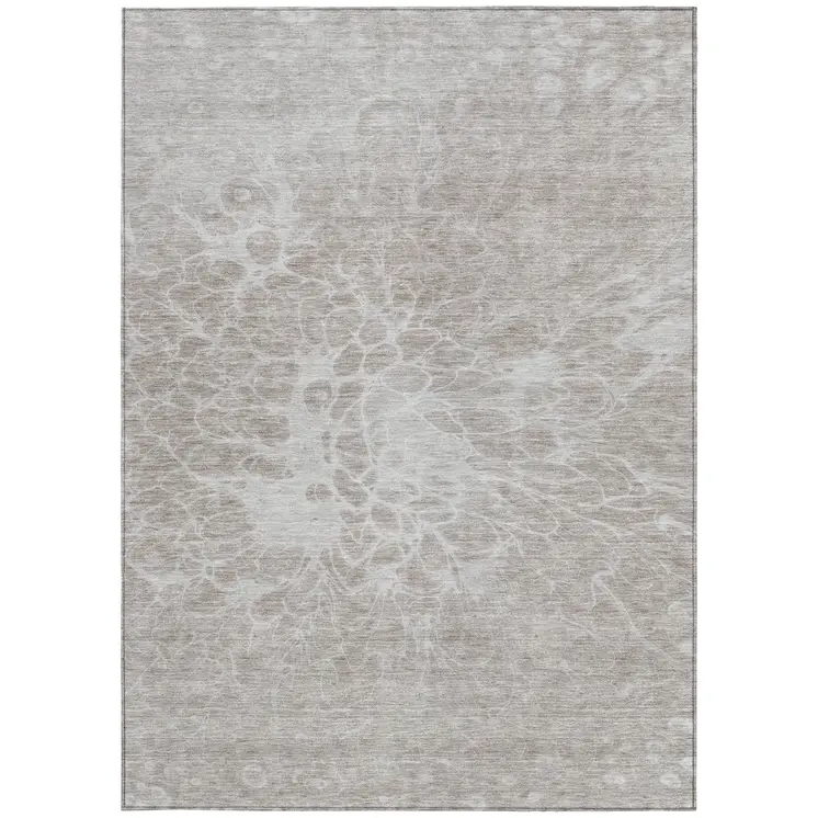10' X 14' Taupe Beige And Ivory Abstract Washable Indoor Outdoor Area Rug